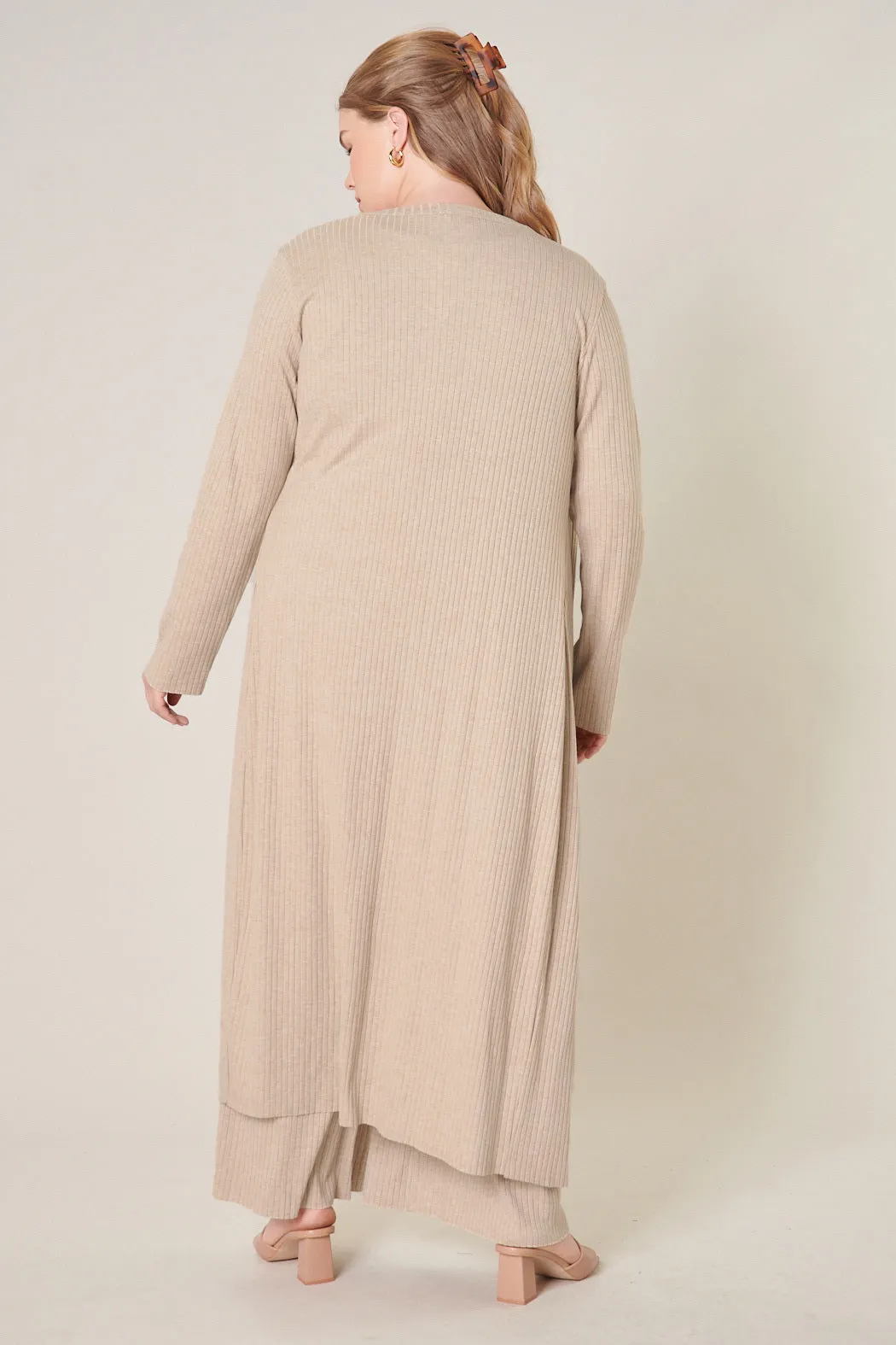 Provence Ribbed Knit Midi Cardigan Dress Curve