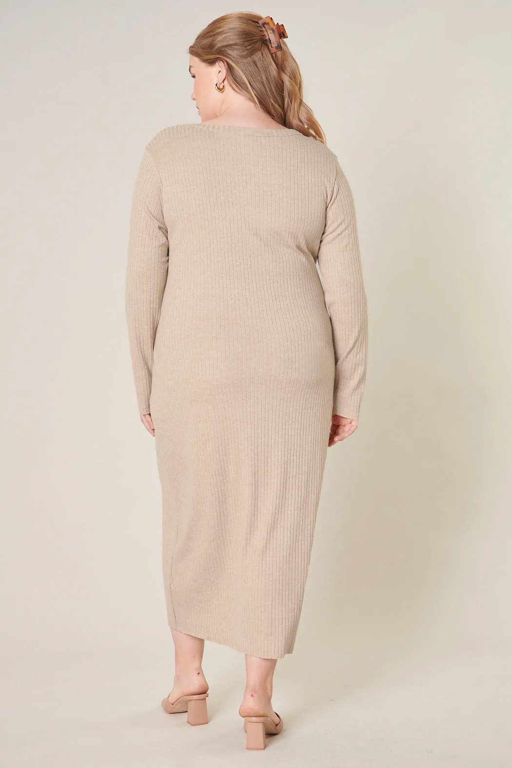 Provence Ribbed Knit Midi Cardigan Dress Curve