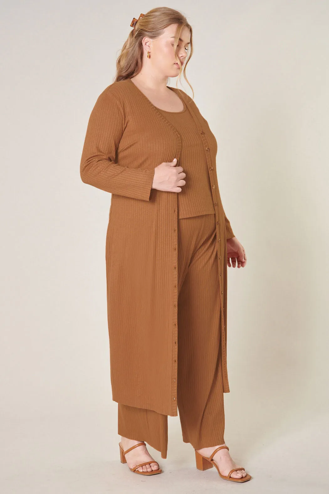 Provence Ribbed Knit Midi Cardigan Dress Curve