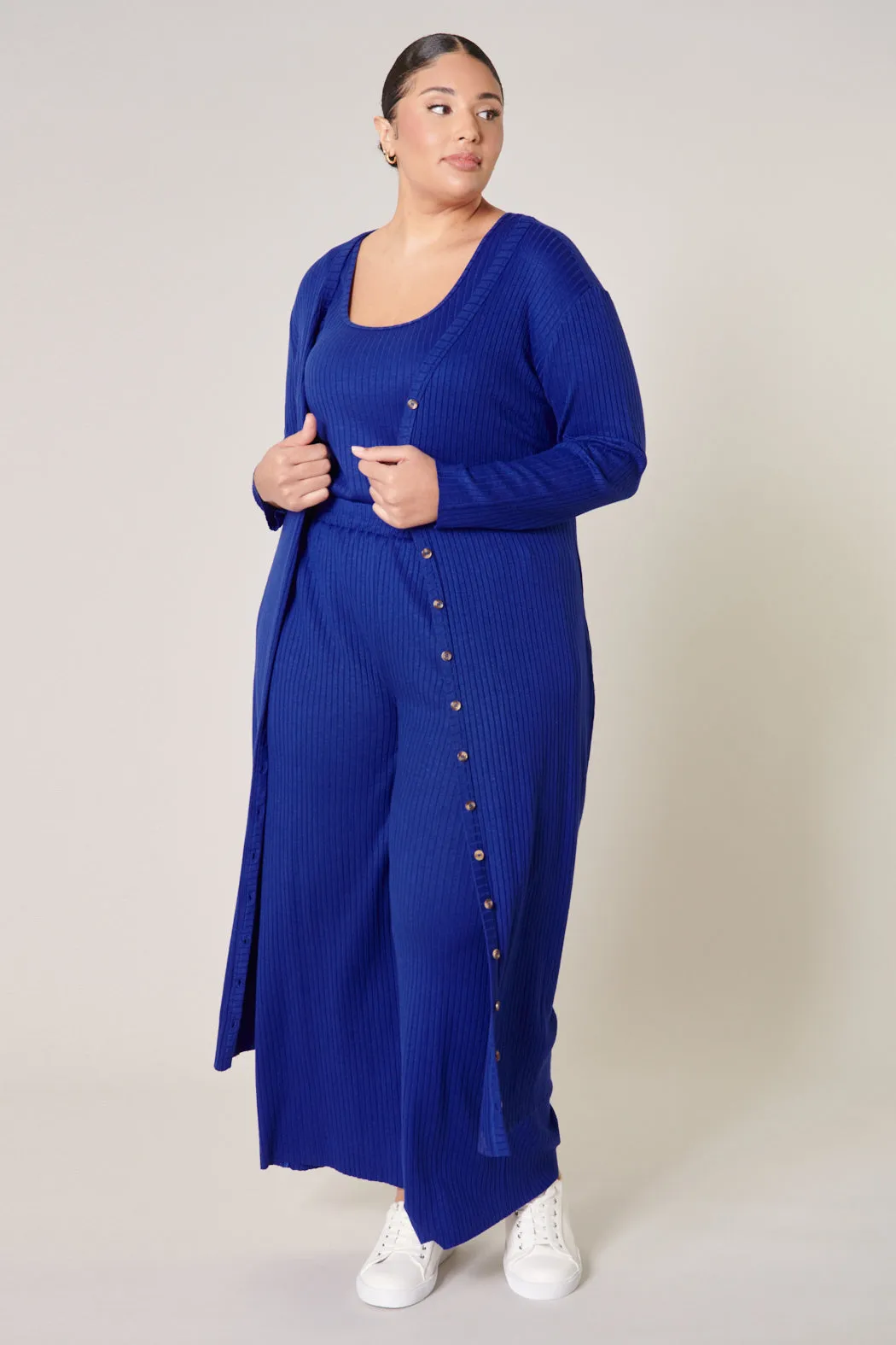 Provence Ribbed Knit Midi Cardigan Dress Curve