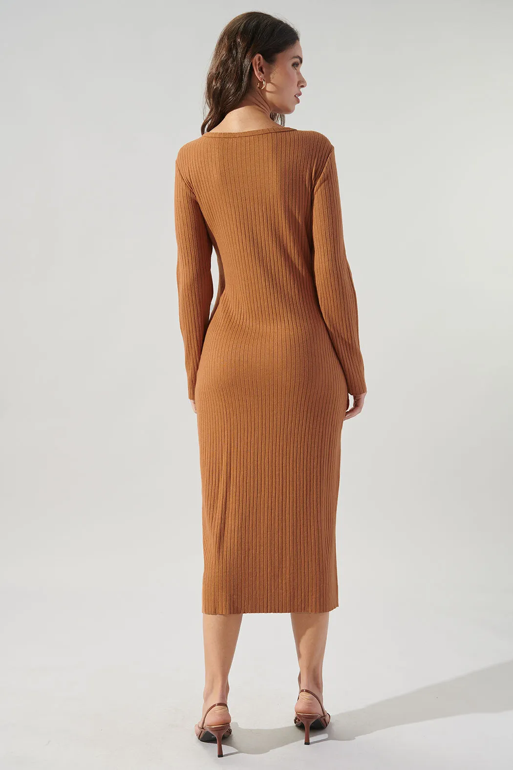 Provence Ribbed Knit Midi Cardigan Dress