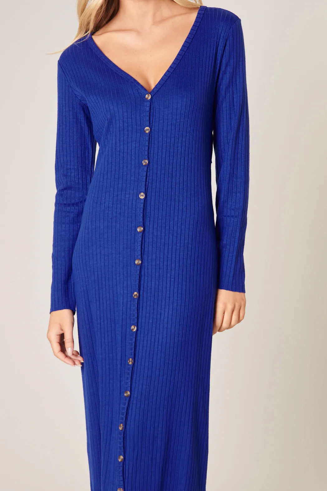 Provence Ribbed Knit Midi Cardigan Dress