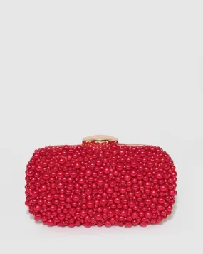 Red Alina Beaded Clutch Bag