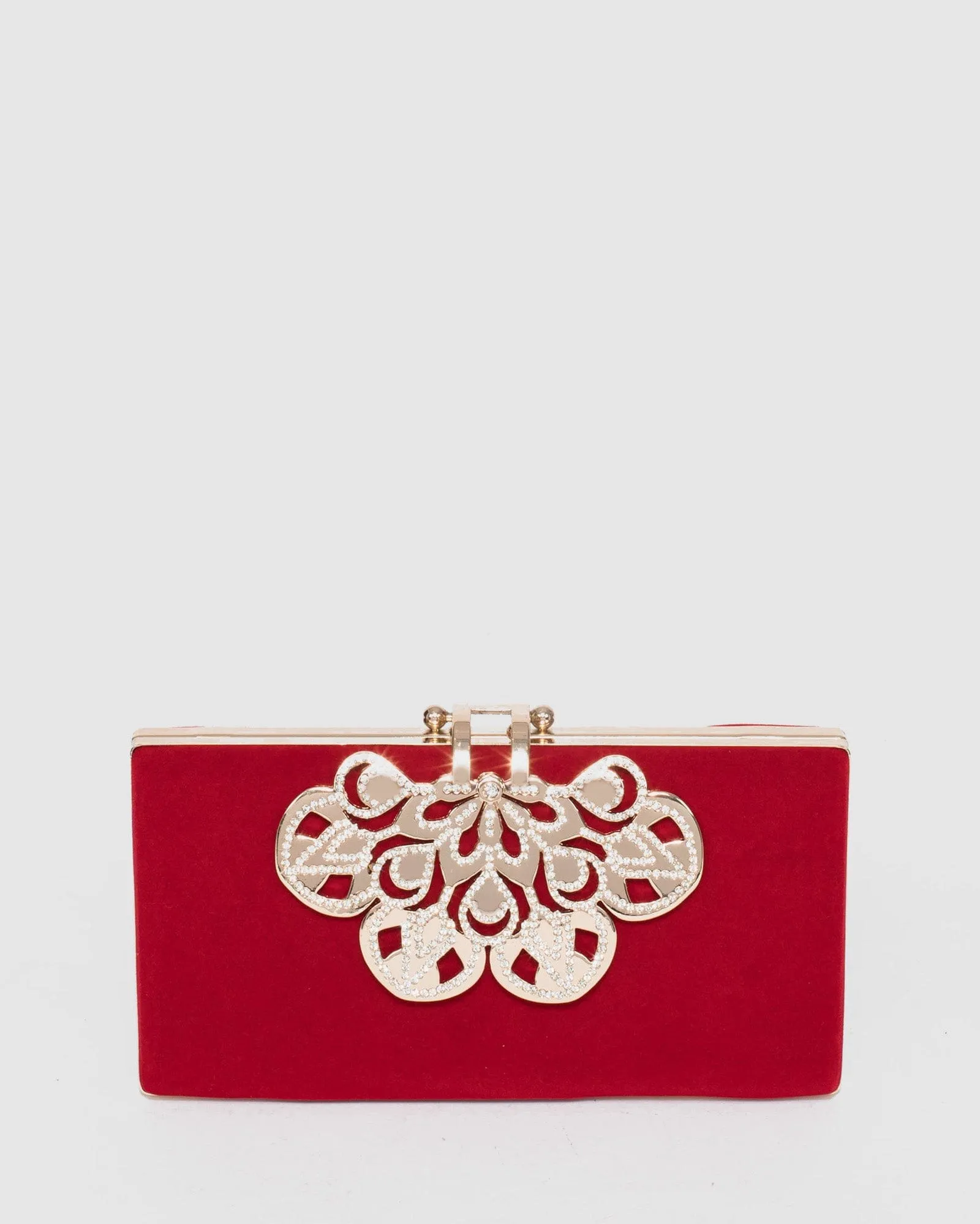 Red Quinn Clip Evening Clutch Bag