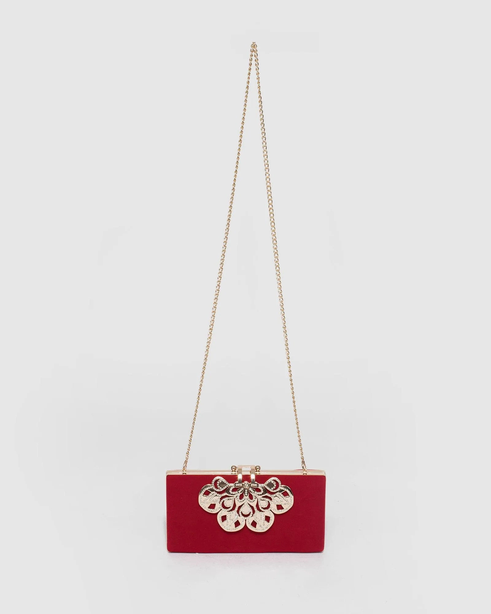 Red Quinn Clip Evening Clutch Bag