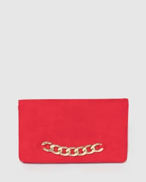 Red Veronika Chain Clutch Bag