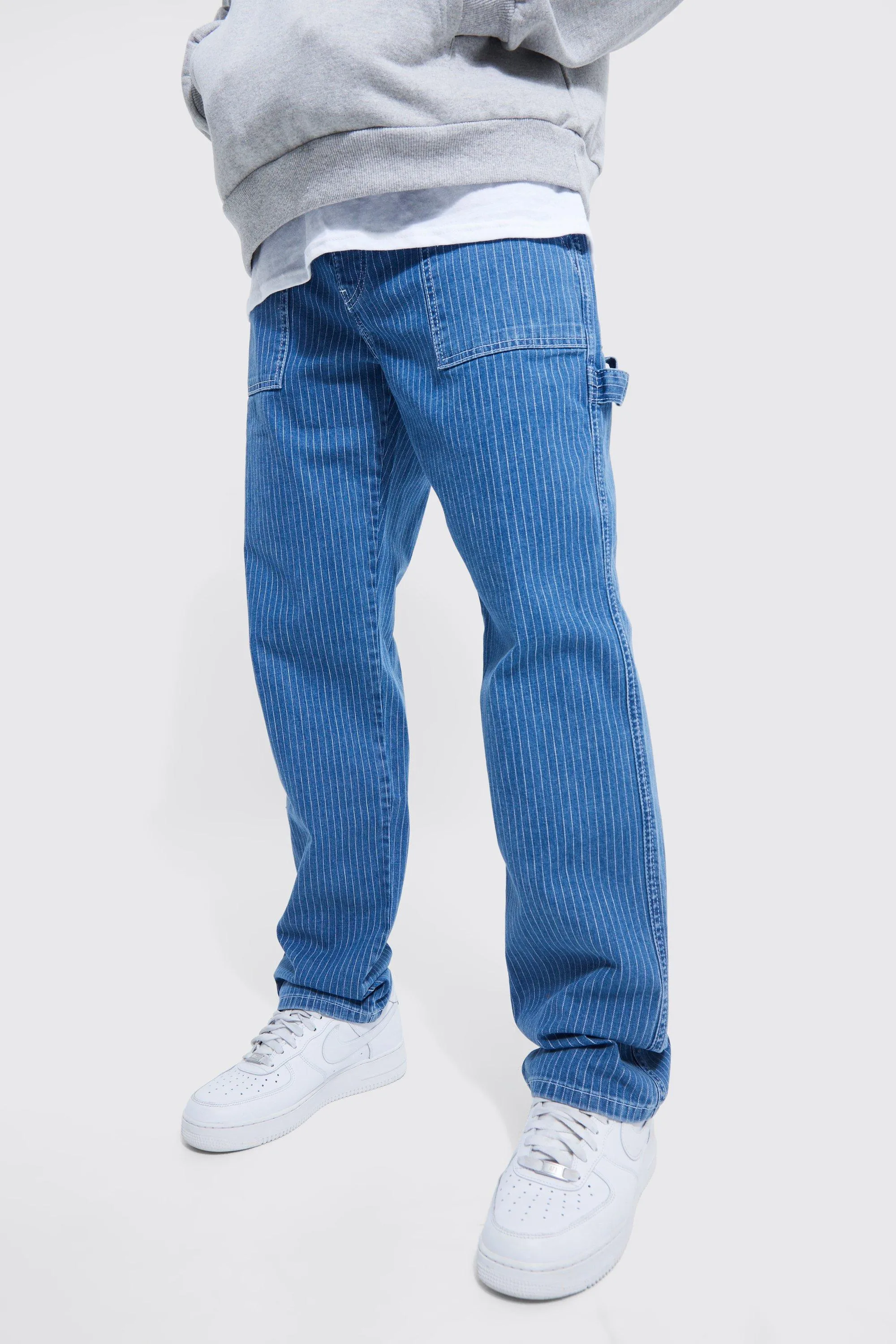 Relaxed Fit Pinstripe Jeans