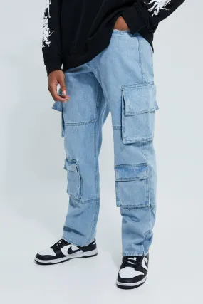 Relaxed Multi Cargo Jeans With Zip Cuff