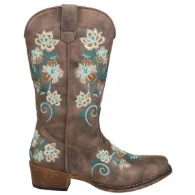 Riley Floral Embroidery Snip Toe Cowboy Boots