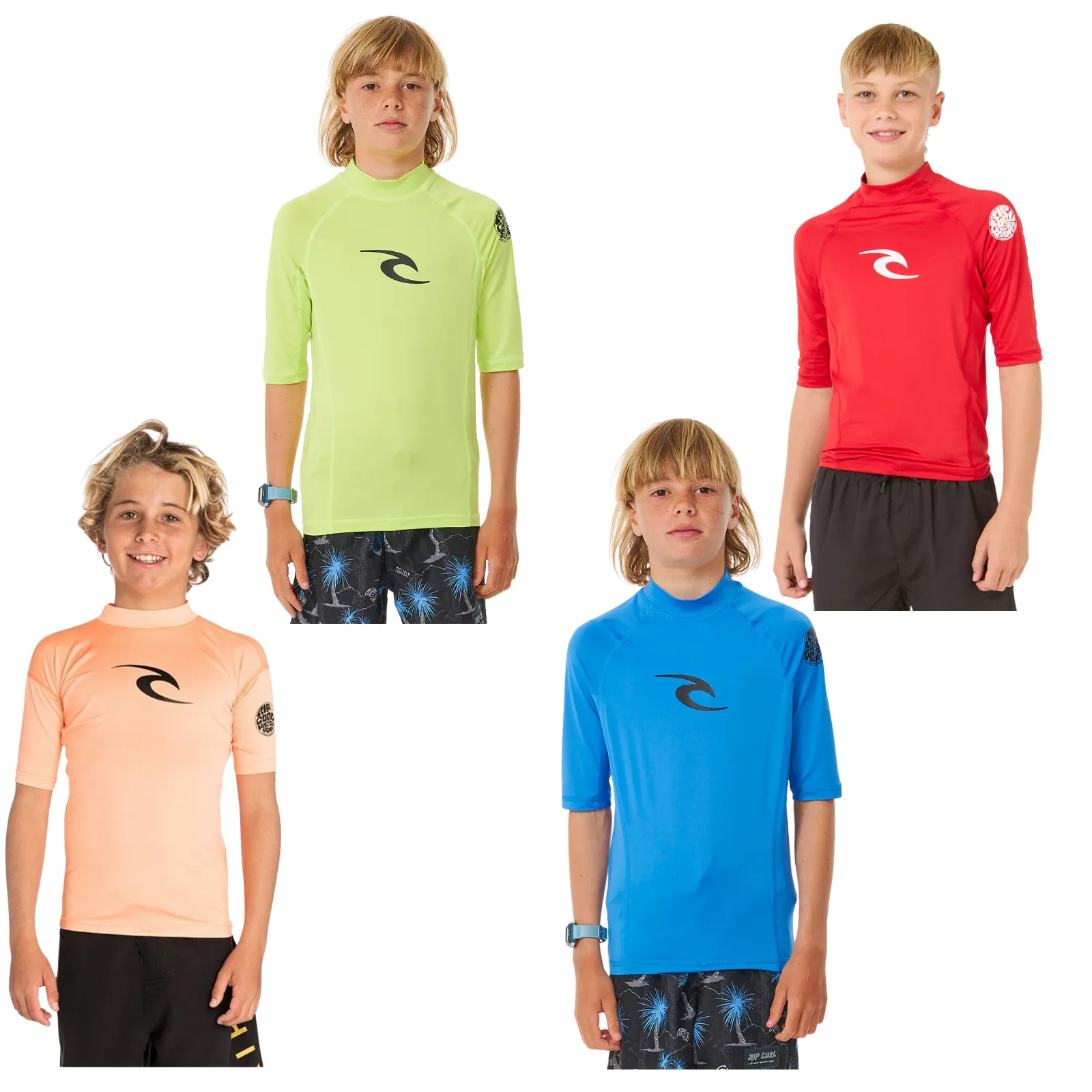 Rip Curl Kids Brand Wave UPF 50 Short Sleeve Rash Vest