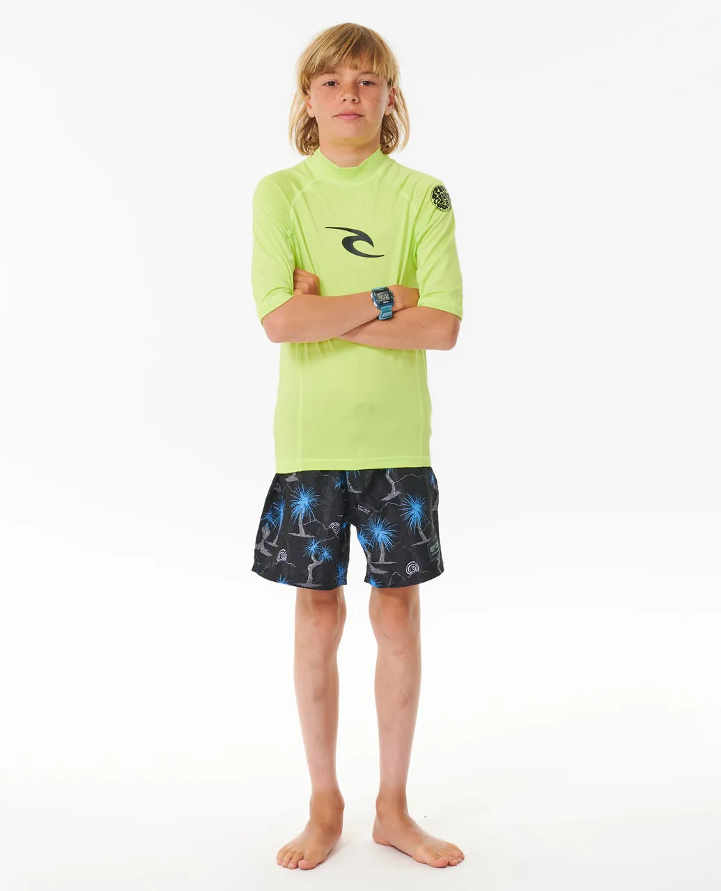 Rip Curl Kids Brand Wave UPF 50 Short Sleeve Rash Vest