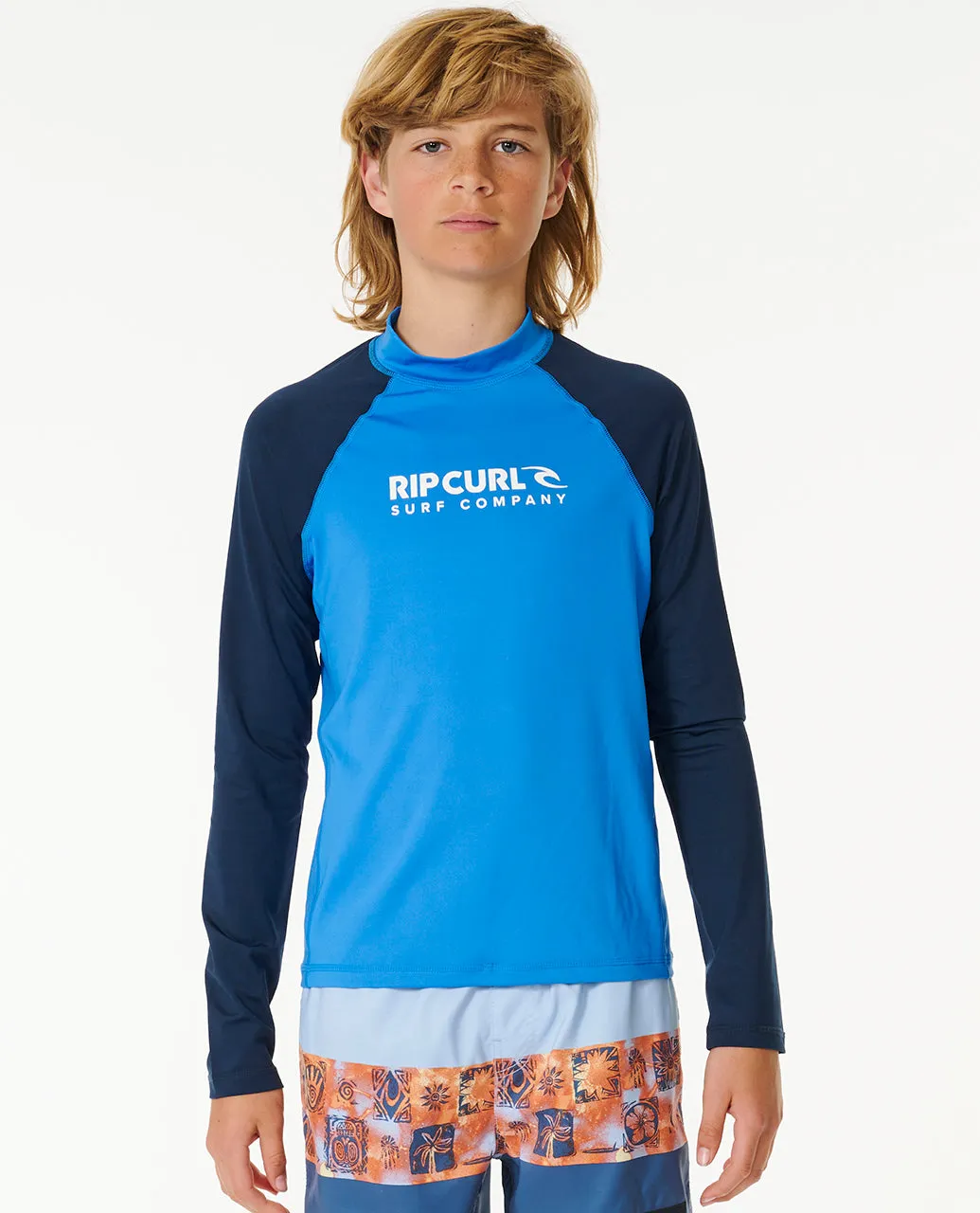 Rip Curl Kids Shock UPF 50 Long Sleeve Rash Vest - Blue Gum