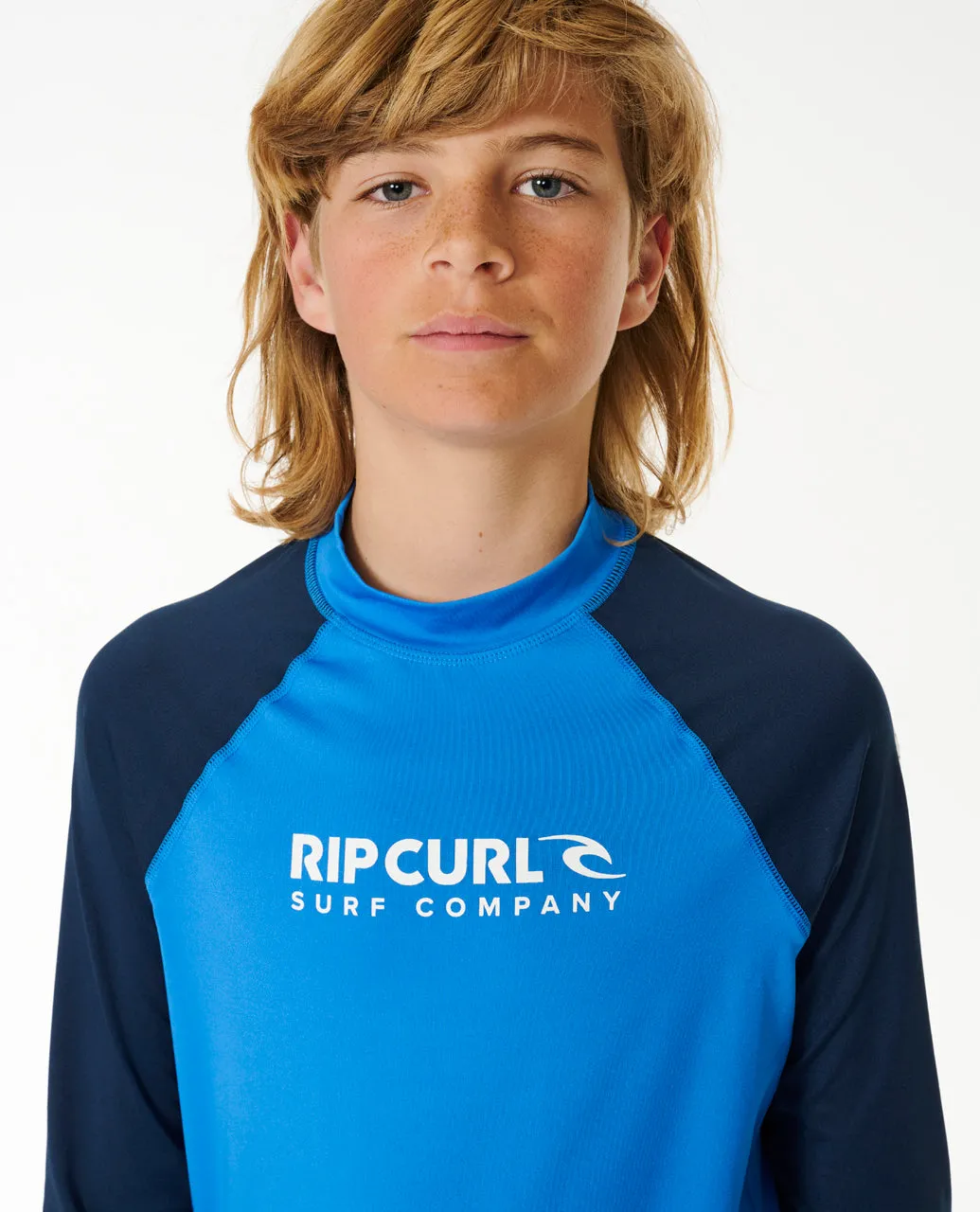 Rip Curl Kids Shock UPF 50 Long Sleeve Rash Vest - Blue Gum