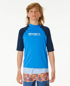 Rip Curl Kids Shock UPF 50 Short Sleeve Rash Vest - Blue Gum