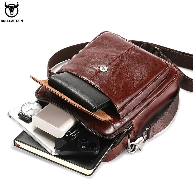 Rondi -  men's Leather Crossbody Shoulder Bag Compact Multi-Pocket Travel Messenger Bag