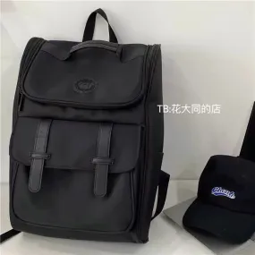 School bag large capacity backpack men's trendy brand casual versatile junior high school student travel black water-repellent c