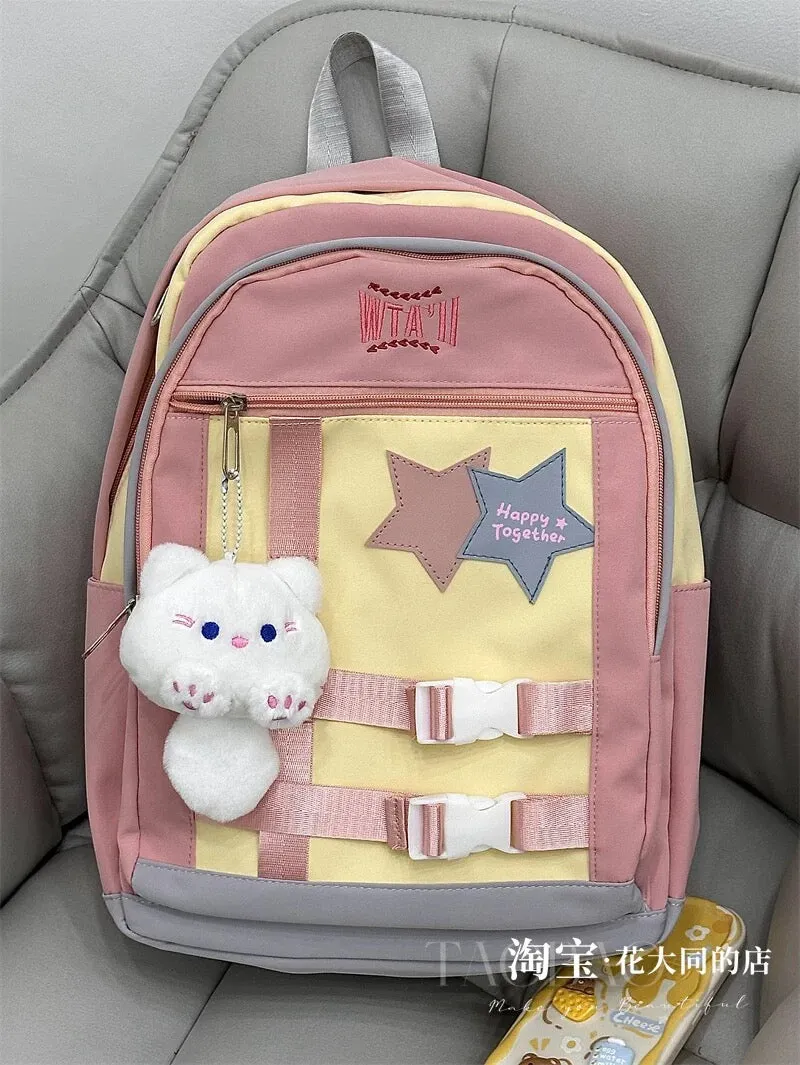 Schoolbags for female junior high school students 2024 new style college students simple versatile multi-layer niche design girl