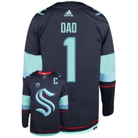 Seattle Kraken Dad Number One Adidas Primegreen Authentic NHL Hockey Jersey     