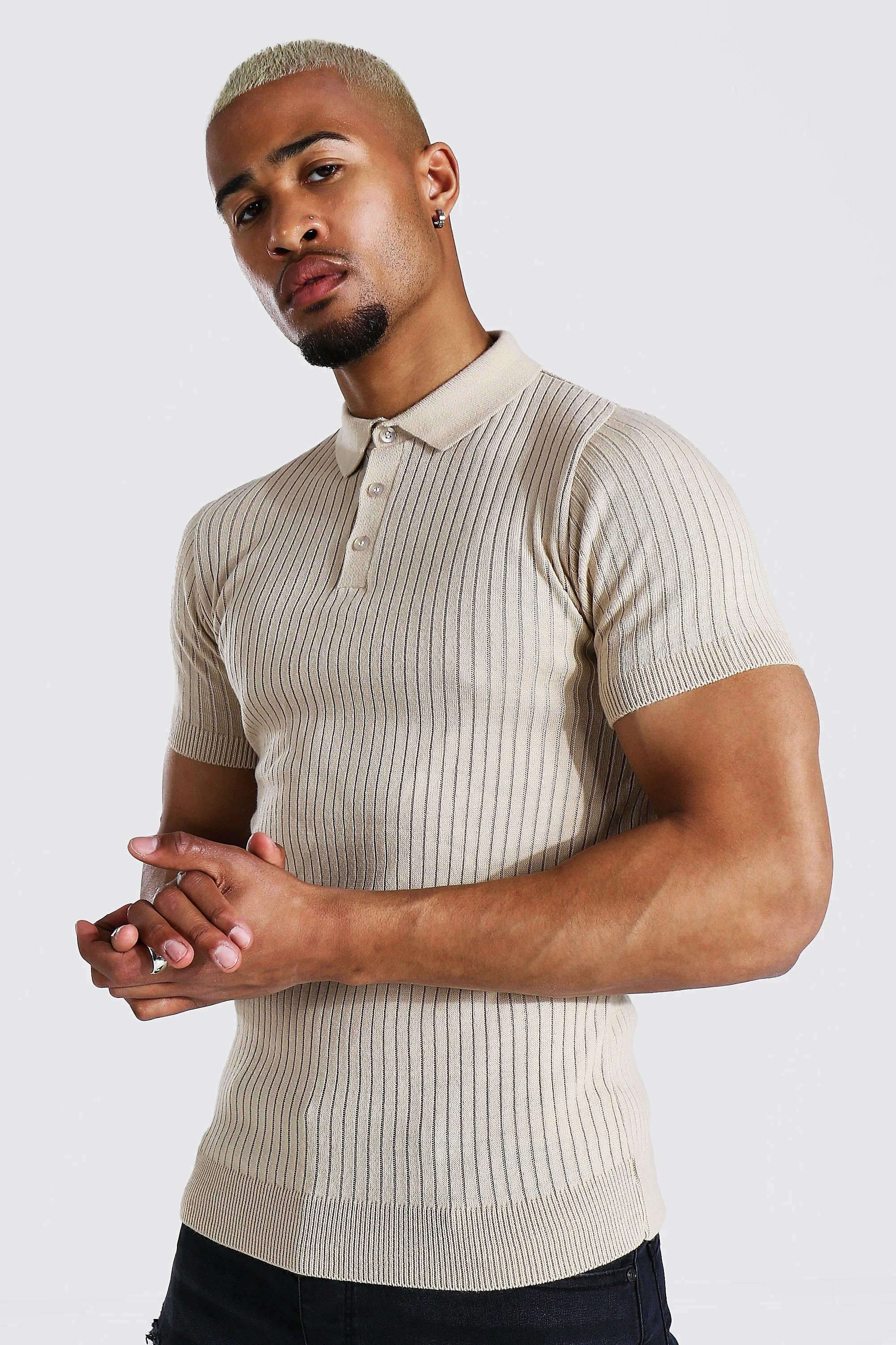 Short Sleeve Knitted Polo | boohooMAN UK