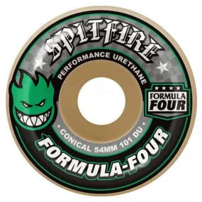 Spitfire Formula Four Skateboard Wheels Conical 101DU Green Print Natural 56mm