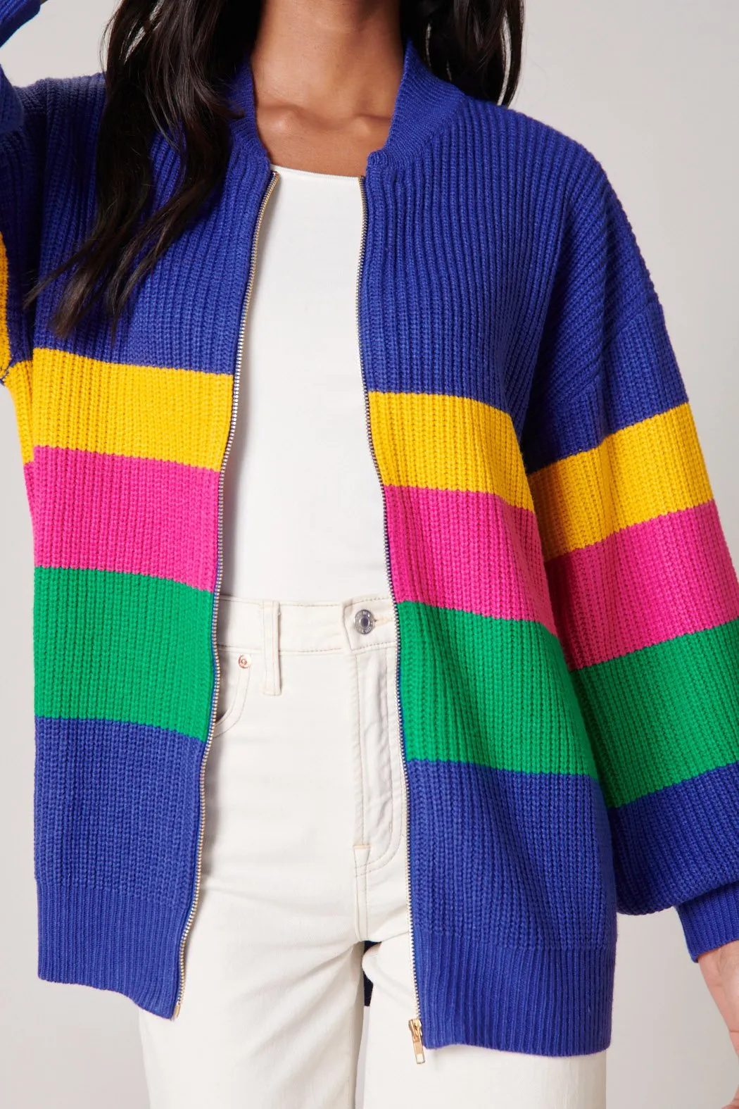 Starlight Color Block Zip Up Cardigan