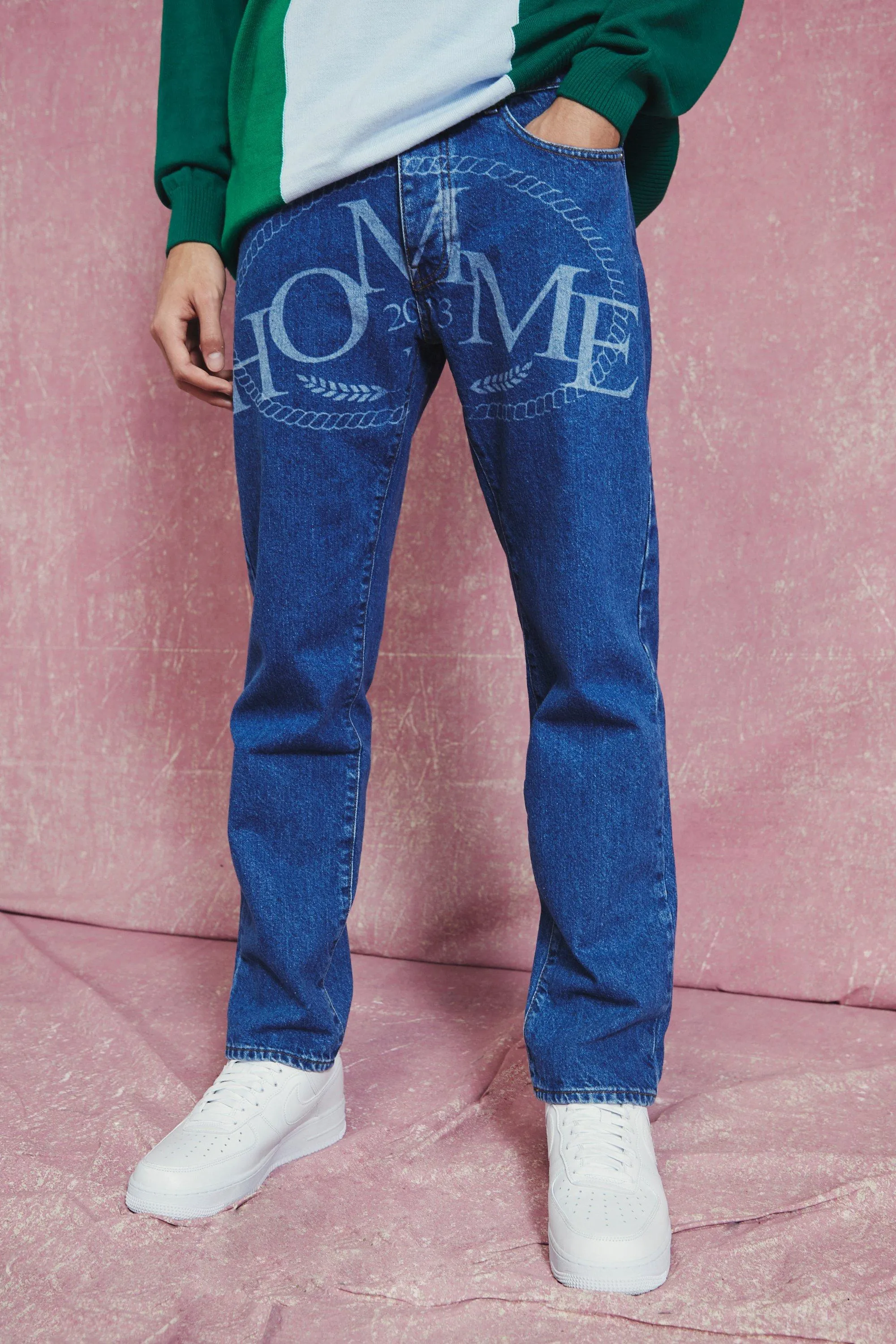 Straight Rigid Homme Print Jeans