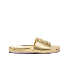 Stussy Solestruck SS Link Slide Sandals Gold 100% Leather