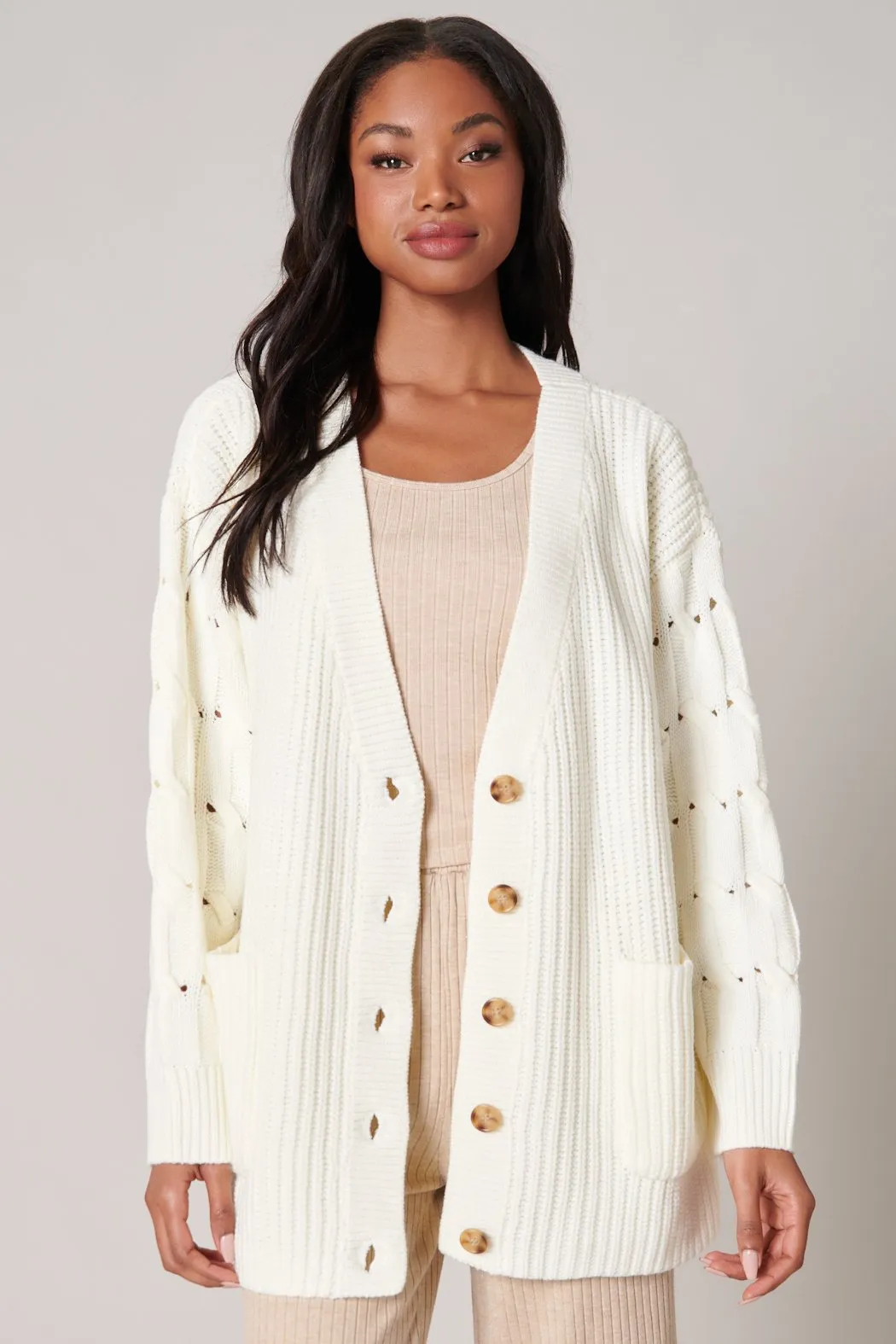 Sugarland Cable Knit Sleeve Cardigan