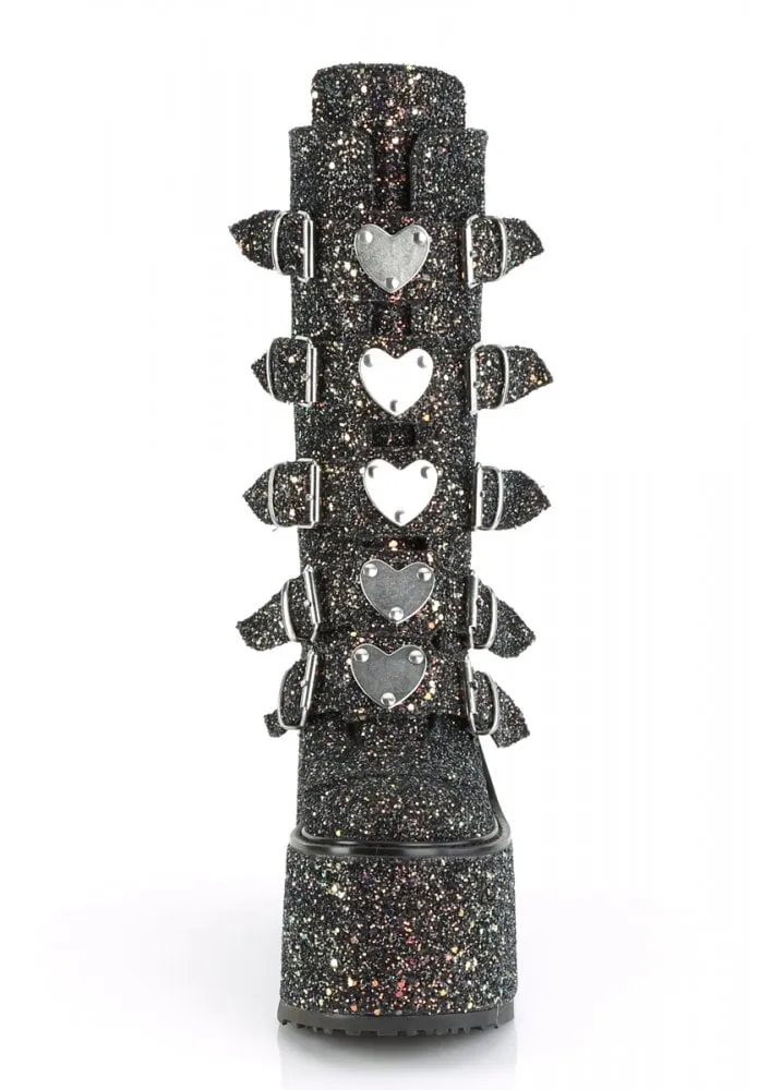 Swing 230G Black Glitter Heart Platform Boot