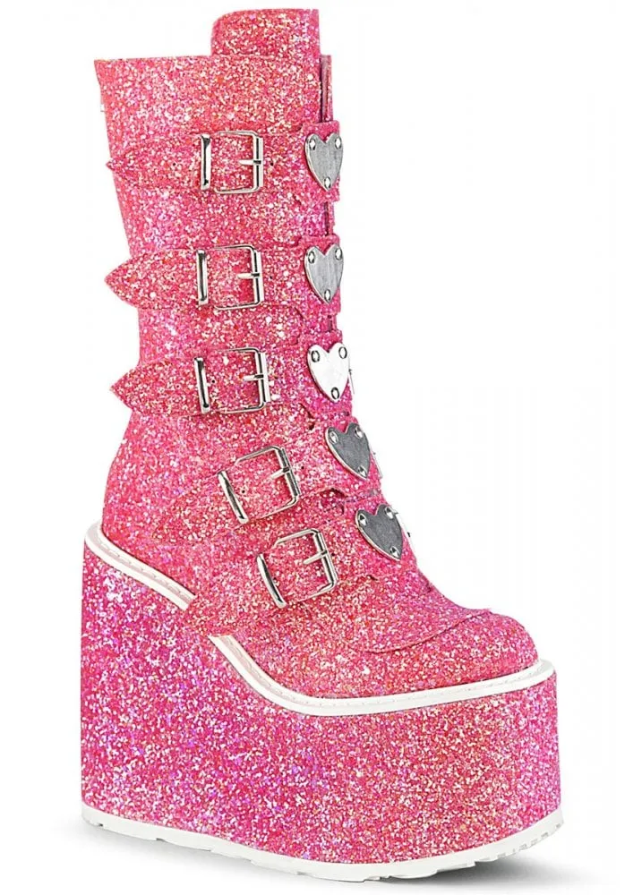 Swing 230G UV Reactive Pink Glitter Platform Boot