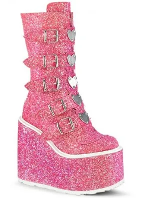 Swing 230G UV Reactive Pink Glitter Platform Boot