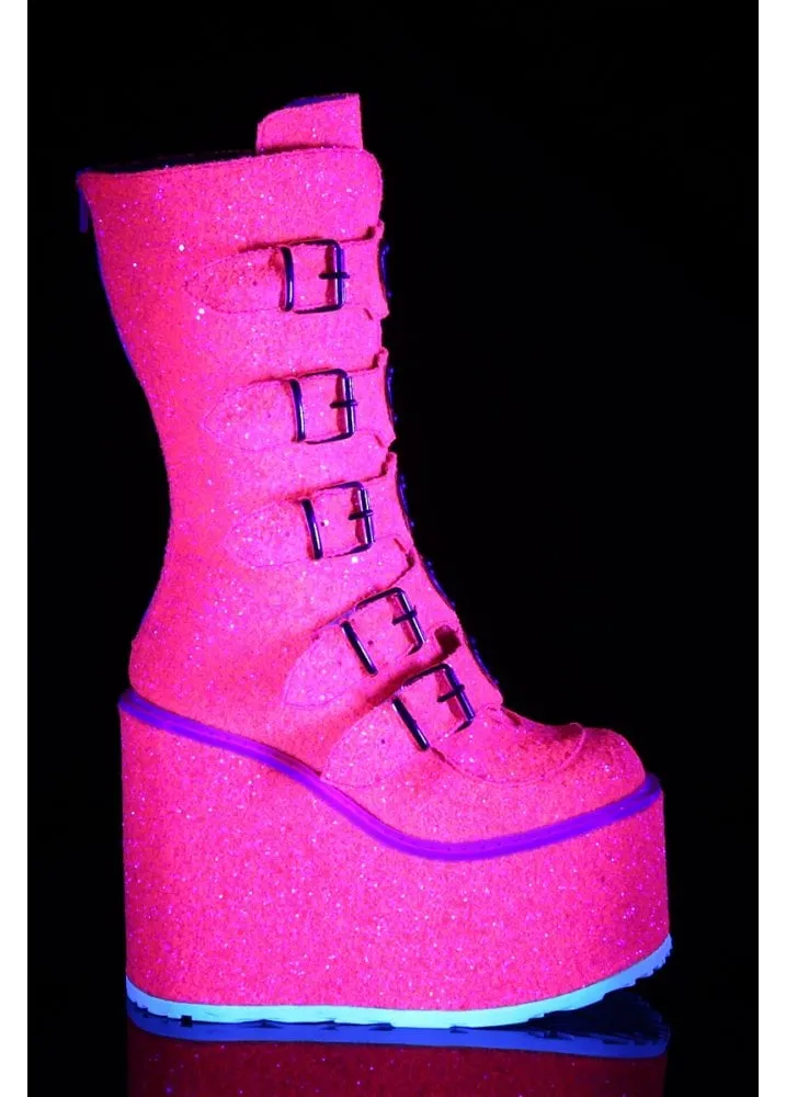 Swing 230G UV Reactive Pink Glitter Platform Boot