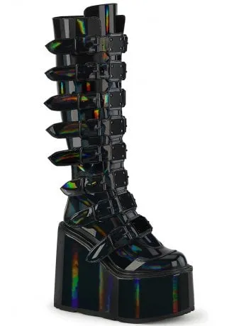 Swing 815 Black Hologram Buckle Platform Boot