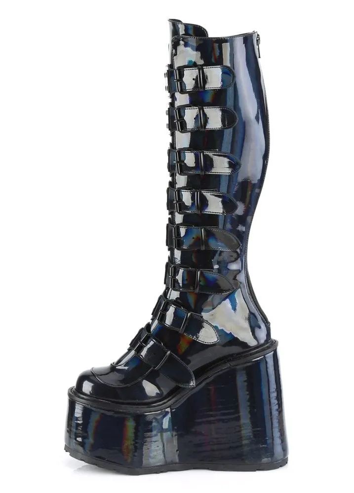 Swing 815 Black Hologram Buckle Platform Boot