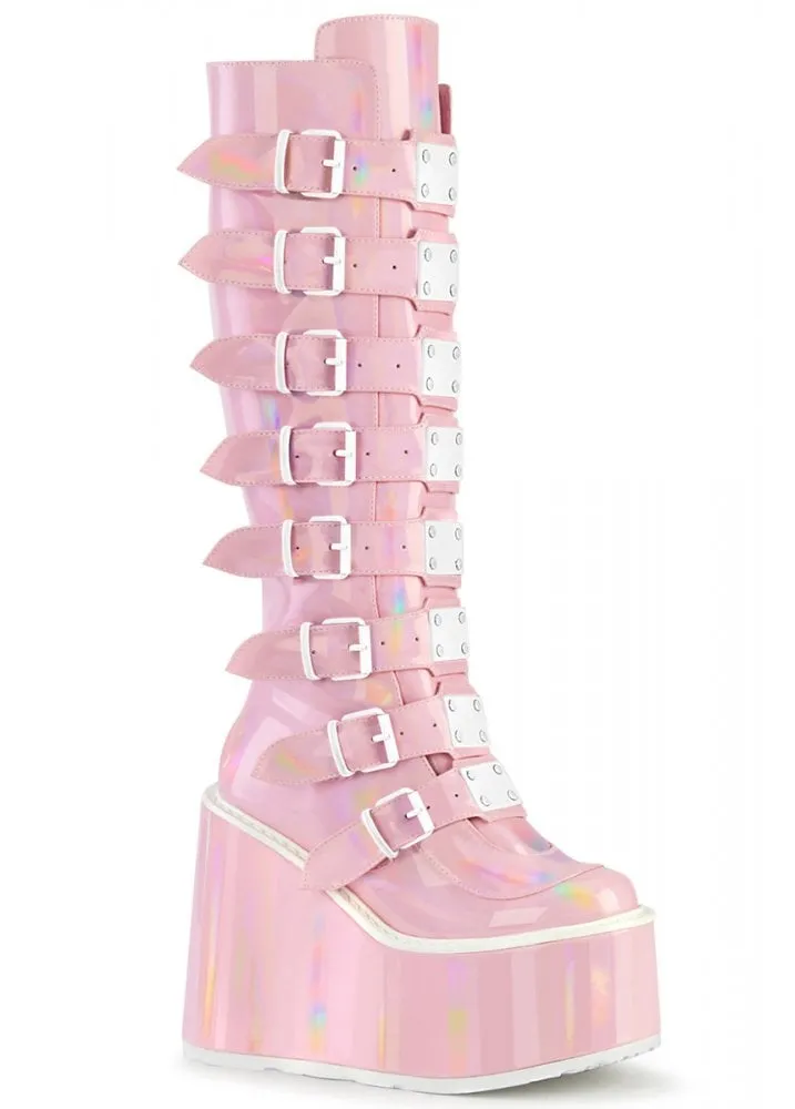 Swing 815 Pink Hologram Buckle Platform Boot