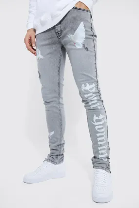 Tall Skinny Stretch Dove Print Jeans