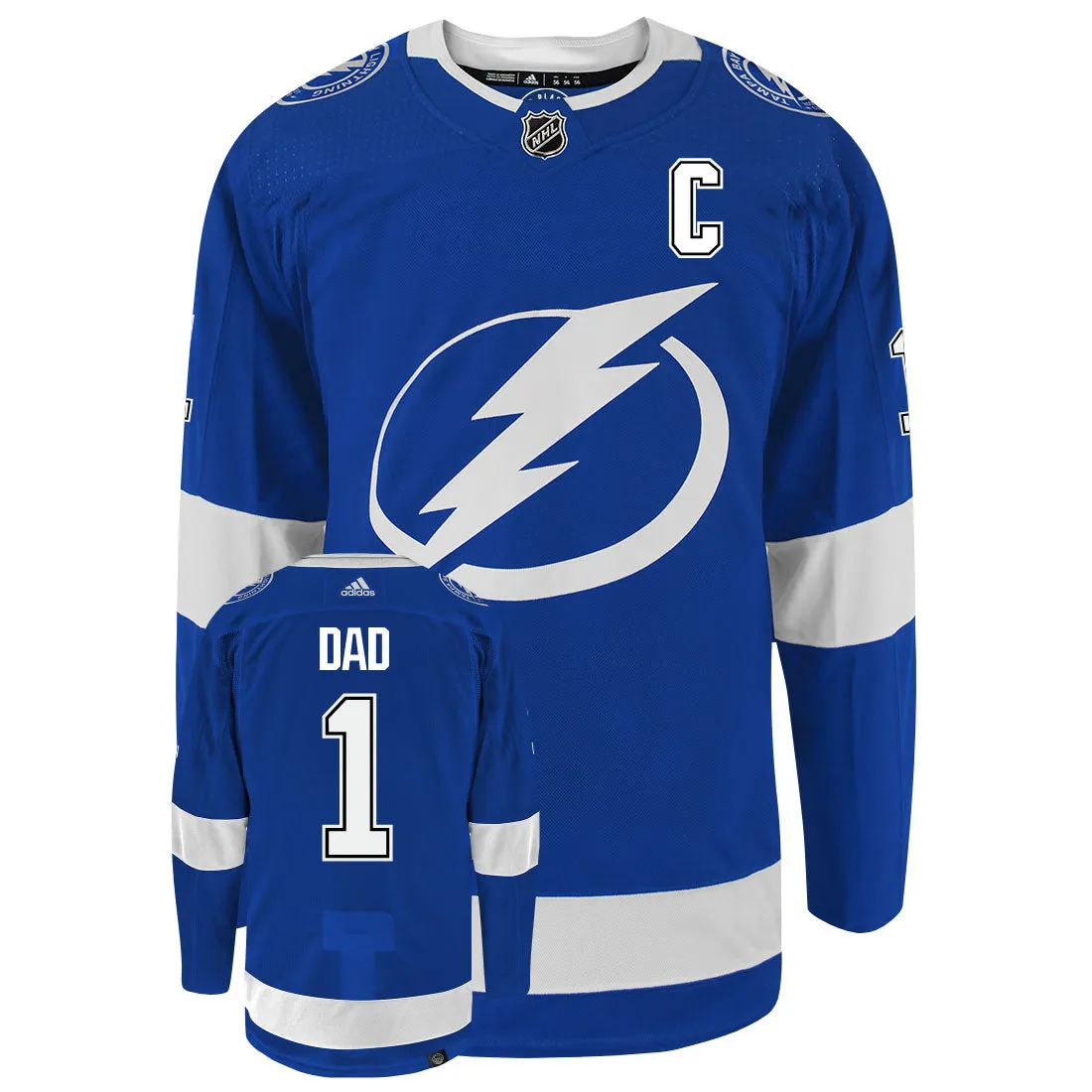 Tampa Bay Lightning Dad Number One Adidas Primegreen Authentic NHL Hockey Jersey     