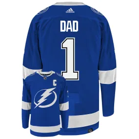 Tampa Bay Lightning Dad Number One Adidas Primegreen Authentic NHL Hockey Jersey     