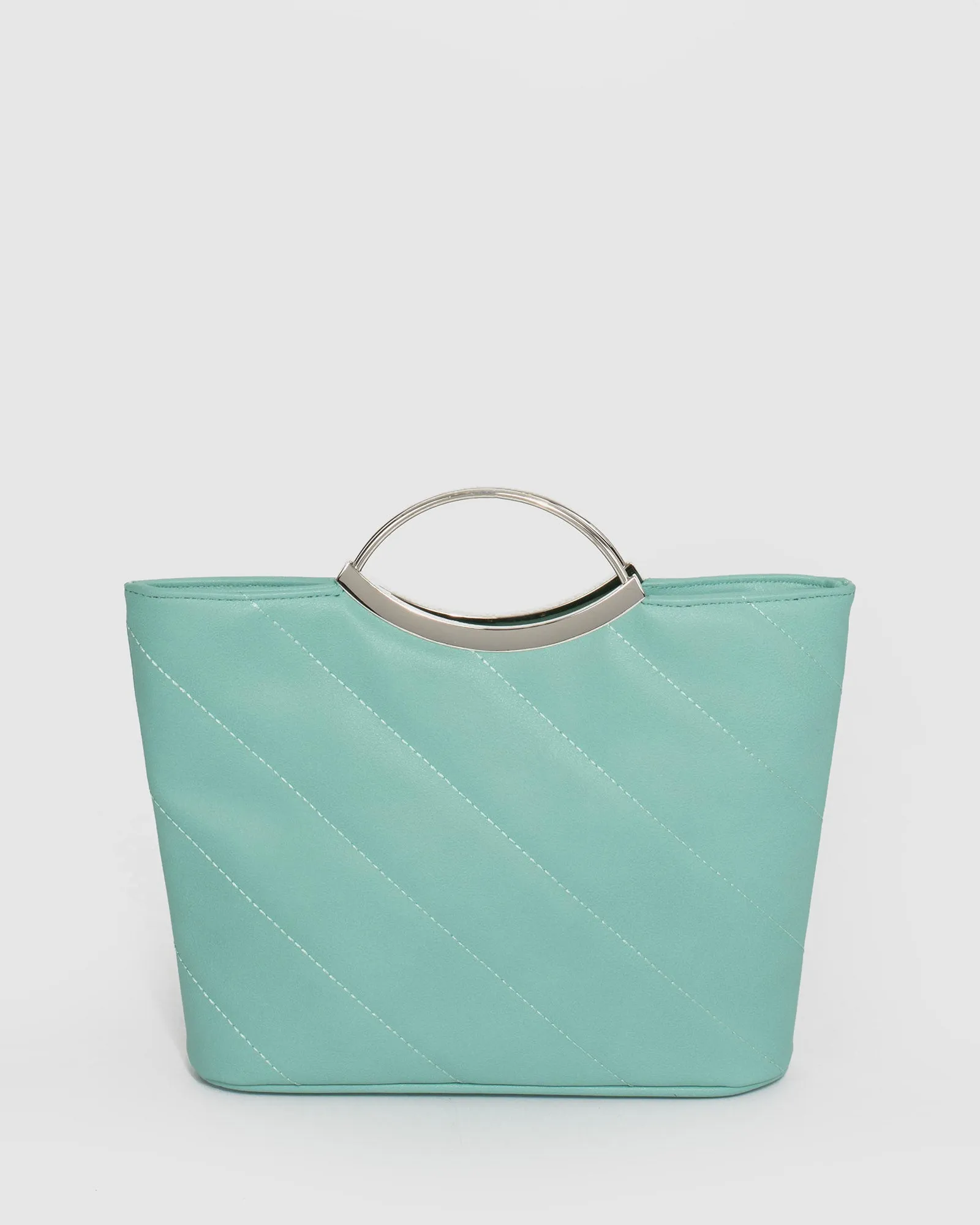 Teal Jessie Diag Quilt Clutch Bag