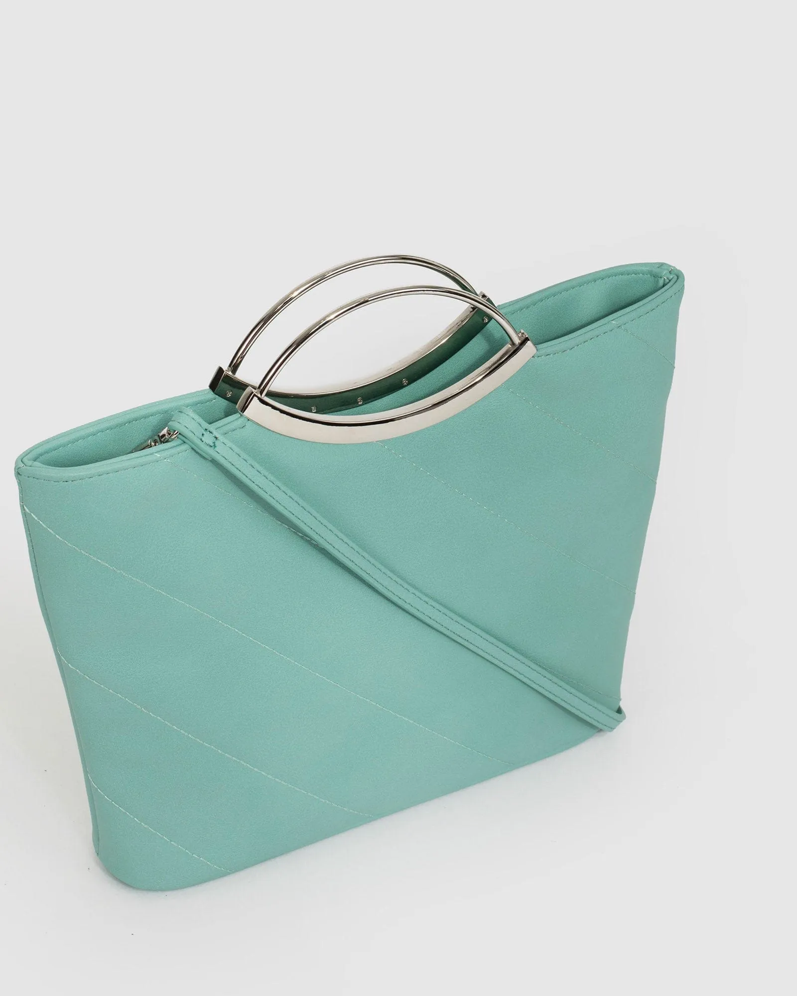 Teal Jessie Diag Quilt Clutch Bag