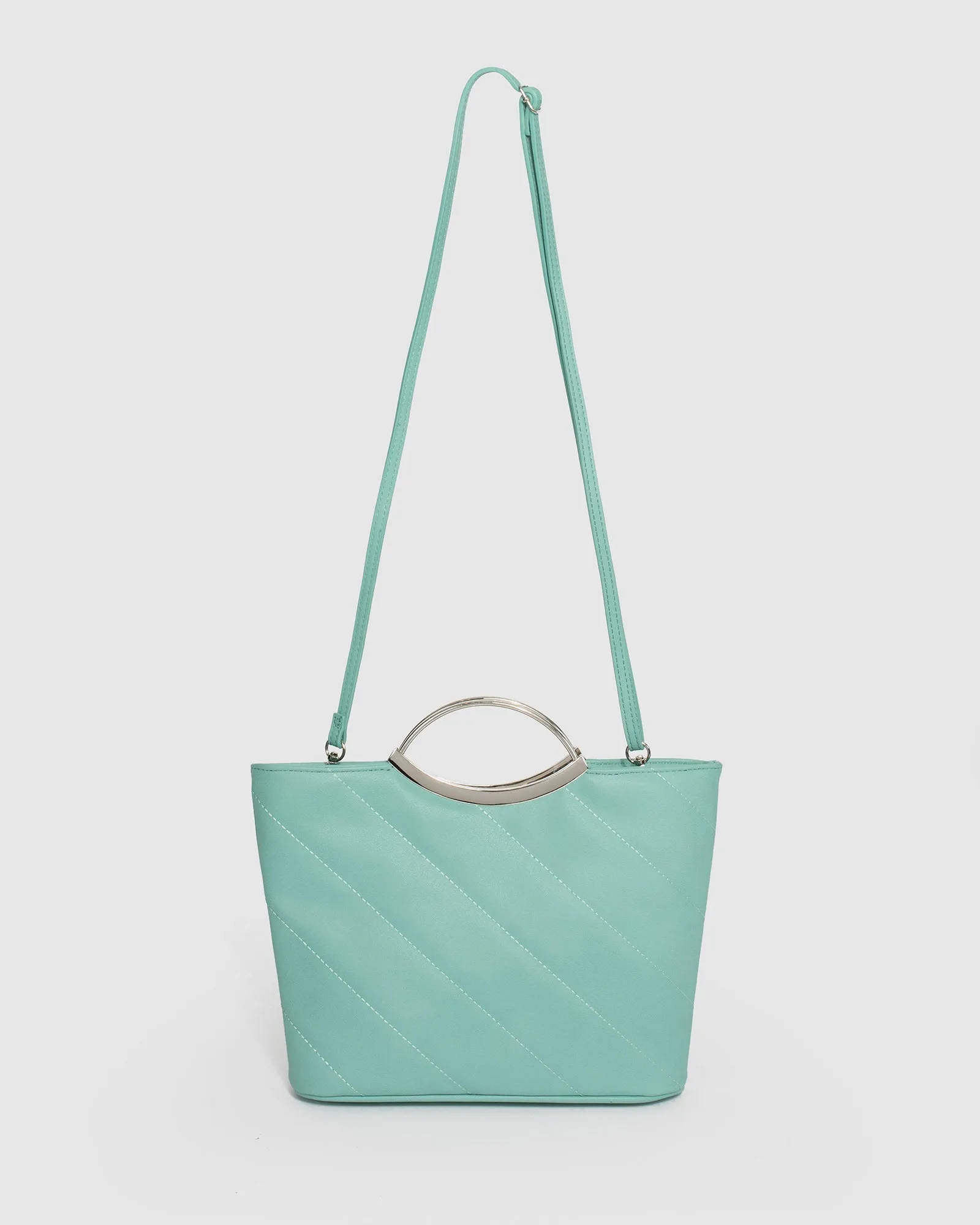 Teal Jessie Diag Quilt Clutch Bag