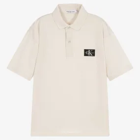 Teen Boys Ivory Cotton Polo Shirt