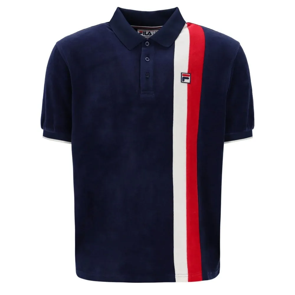 Terra Colour Blocked Velour Polo Shirt