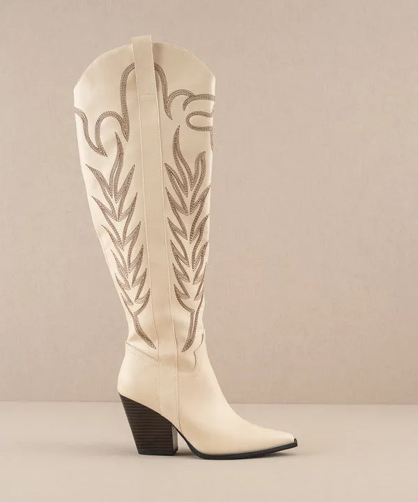 The Bronco Knee High Embroidered Cowgirl Boots