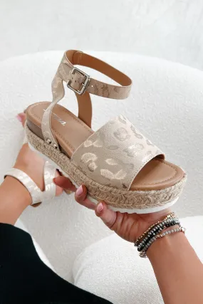 The Hottest Topic Open Toe Espadrille Platform Sandals (Metallic Leopard)