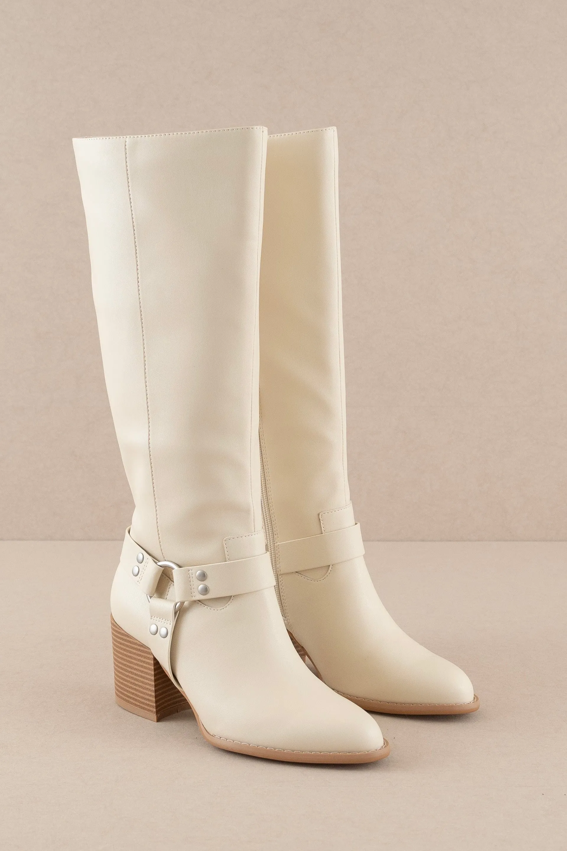 The Kick Start Beige Knee High Bucket Boots