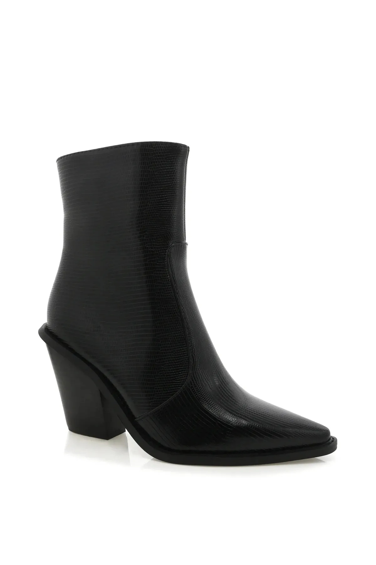 The Sorrell Black Scale Heeled Boots by Billini