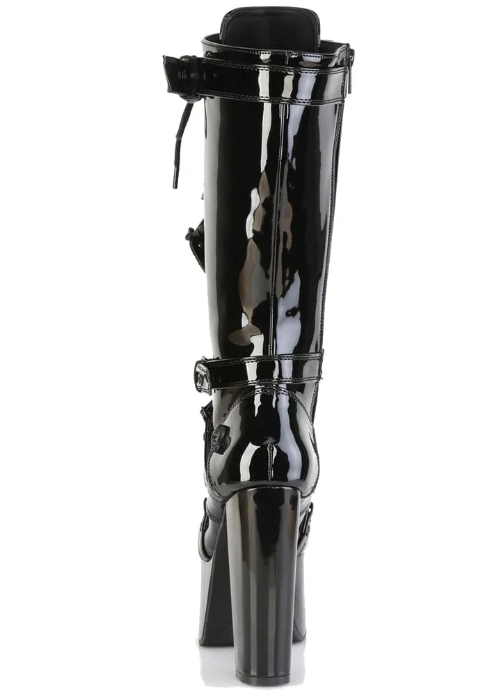 Torment 218 Patent Skull Stud Platform Boot