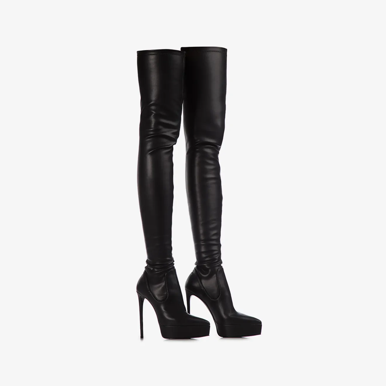 UMA THIGH-HIGH BOOT 140 mm Black stretch vegan leather platform over-the-knee boot