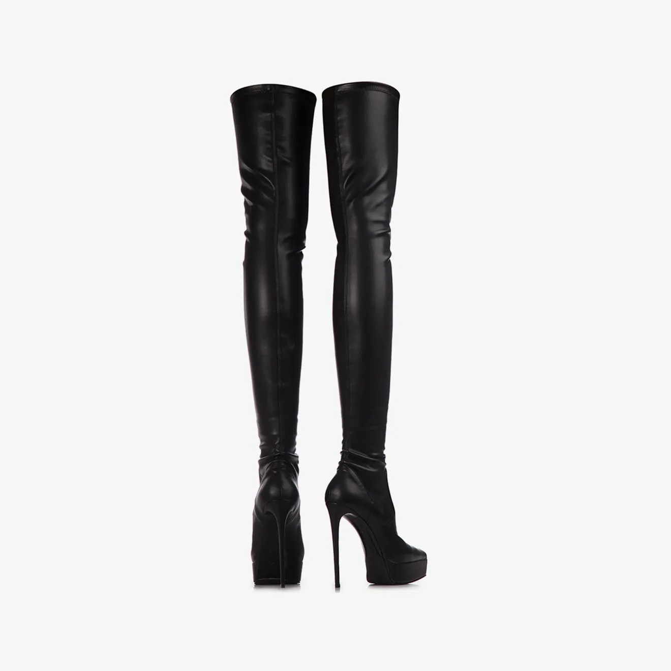 UMA THIGH-HIGH BOOT 140 mm Black stretch vegan leather platform over-the-knee boot